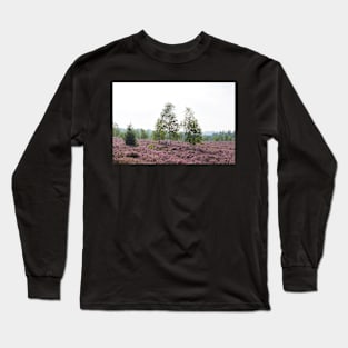 Heathland, morning mist, heather bloom, Niederhaverbeck Long Sleeve T-Shirt